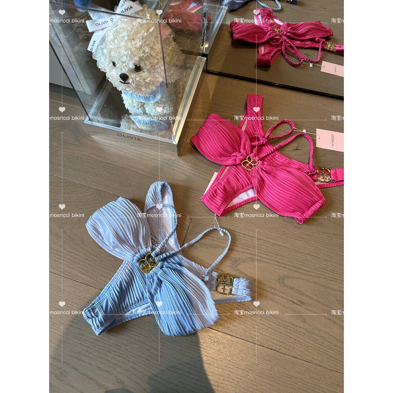 freedombeauty|mosricci Thailand Bikini Sexy Small Chest Strap Vacation Multi-color High-end 2023 New Swimsuit for Women Simple