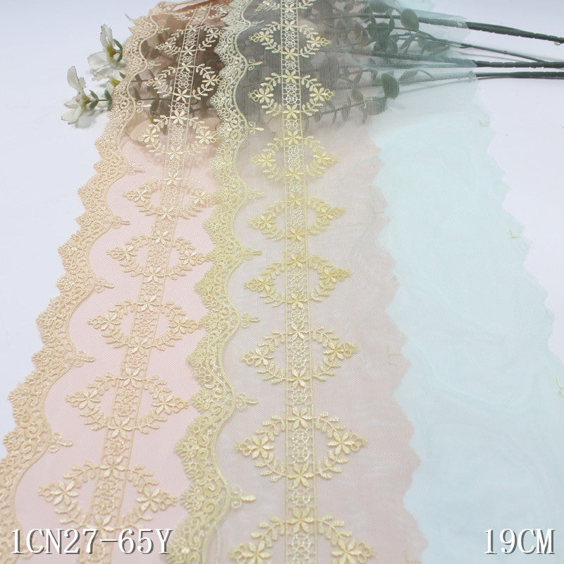 freedombeauty|Two-tone Single-sided French Delicate Wreath Mesh Embroidery Curtain Sofa Cushion Lace Trim DIY Accessories