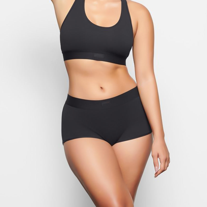 Freedombeauty | plus Size Women's Cotton Underwear Mid Waist Sexy Boxers Breathable Seamless Safety Solid Color in Stock Shorts