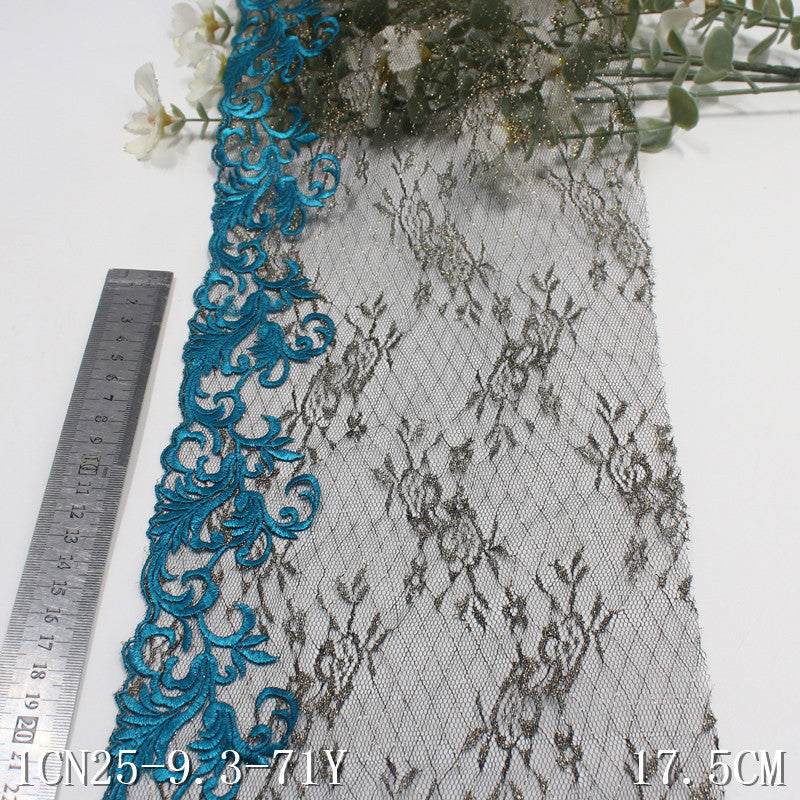Freedombeauty | Black Warp Knitting Gold Thread Net Unilateral Pattern Embroidery Lace Curtain Sofa Cushion Lace Accessories