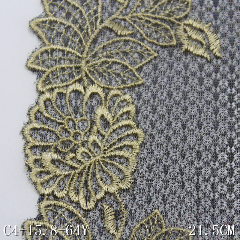 Freedombeauty | Black Lace Grenadine Unilateral Flower Embroidery Lace Clothing Home Textile 21cm Lace Accessories