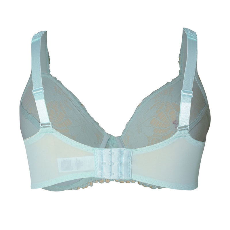 Freedombeauty | Light Blue Lace Sponge Shoulder Strap Ultra-Thin with Steel Ring Big Chest Display Small-Large Size Bra Push up CDE Cup