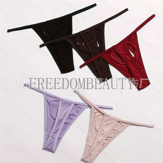 Freedombeauty | Stretch Women's Seamless Solid Color Breathable Cute Fashion Hot Sale T-Back 5 Pieces