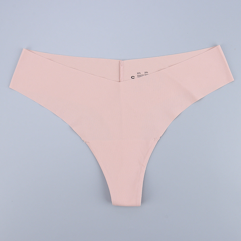 Freedombeauty | Seamless T-Back Women's Sexy Comfortable Low Waist Briefs Nude Feel Sewing Ice Silk Girls' Breathable Underwear in Stock