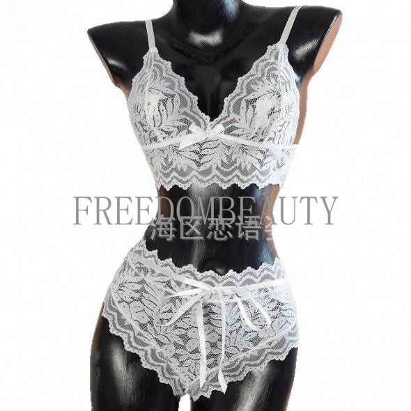 Freedombeauty | Popular Sexy Lingerie Sexy Lace Suit See-through Two-Piece Set Pure Desire Style in Stock