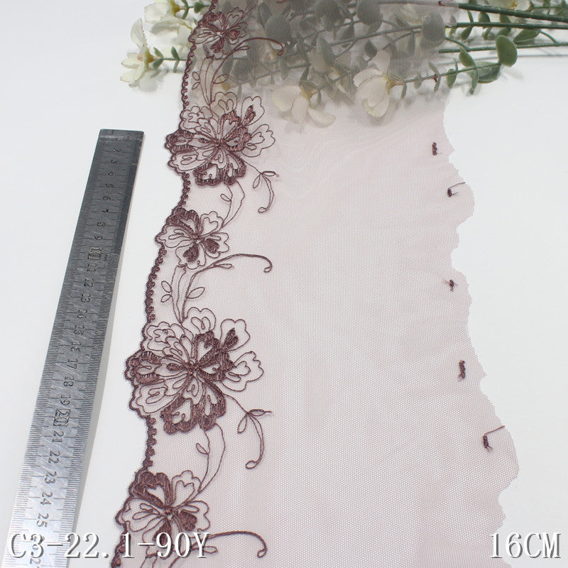 freedombeauty|Two-Color Single-Sided Vintage Floral Lightweight Stretch Embroidery 15cm Clothing Home Textile Lace Trim Accessories