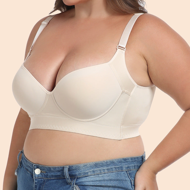 Freedombeauty | European and American Underwear Glossy Big Chest Small Multi-Breasted Adjustable Push up plus Size Bra Bcdefg