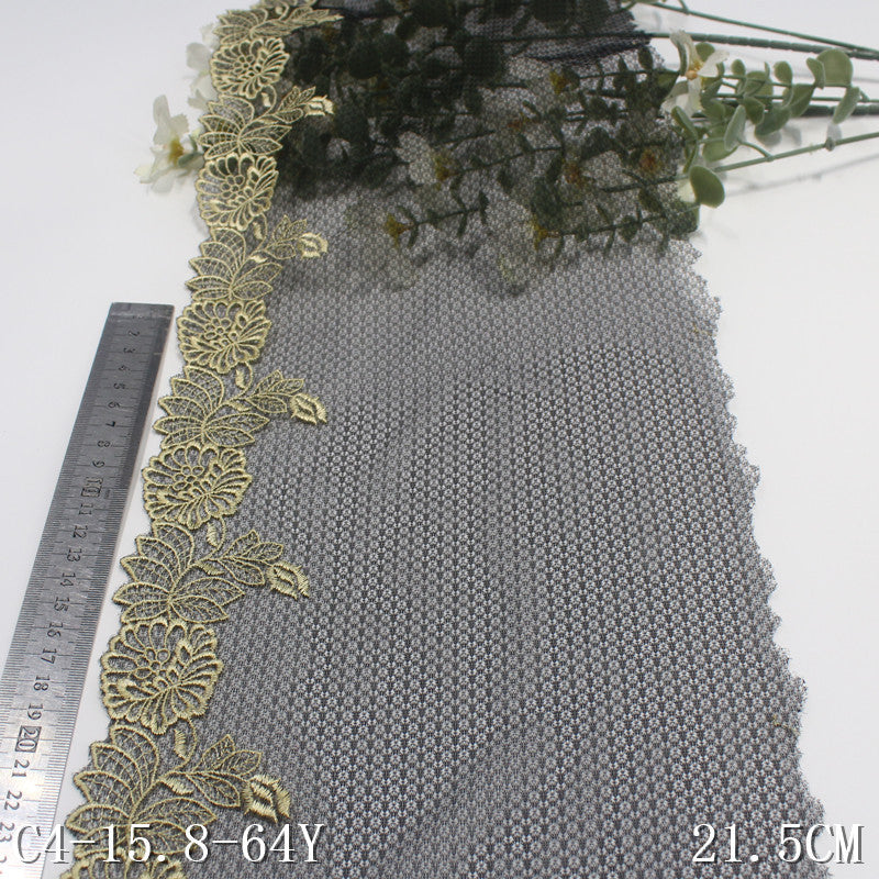 Freedombeauty | Black Lace Grenadine Unilateral Flower Embroidery Lace Clothing Home Textile 21cm Lace Accessories