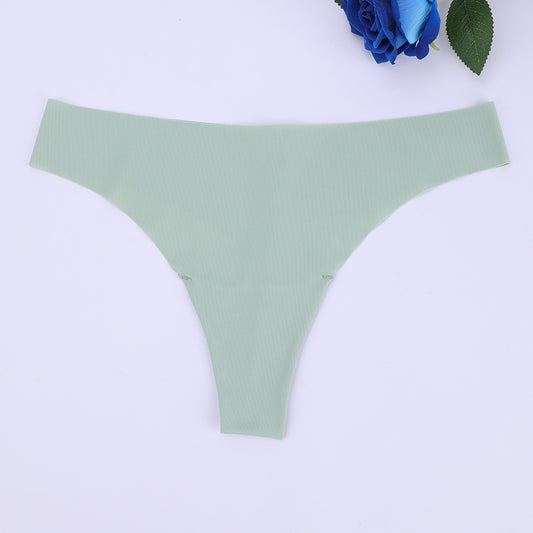 Freedombeauty | Seamless T-Back Women's Sewing Nude Feel Ice Silk Breathable Briefs Low Waist Sexy European and American Underwear