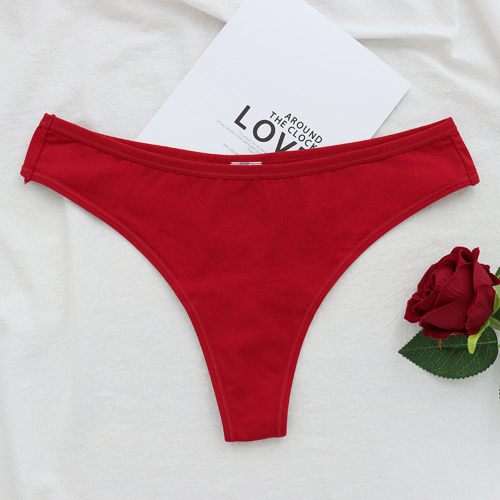 Freedombeauty | Cotton Underwear for Women plus Size Mid Mid-Waist Invisible Sexy Thong Women's Edging High Elastic Breathability Support