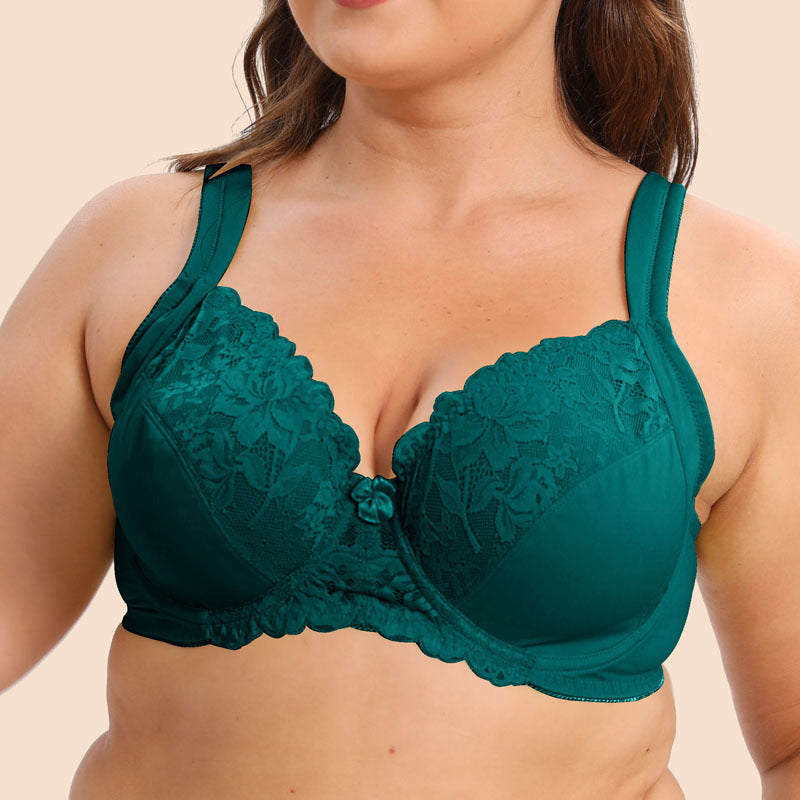 Freedombeauty | Sponge Sandwich Shoulder Strap Lace Edge with Steel Ring Ultra-Thin plus Size Bra Big Chest Look Fat Girl European and American Underwear CDE