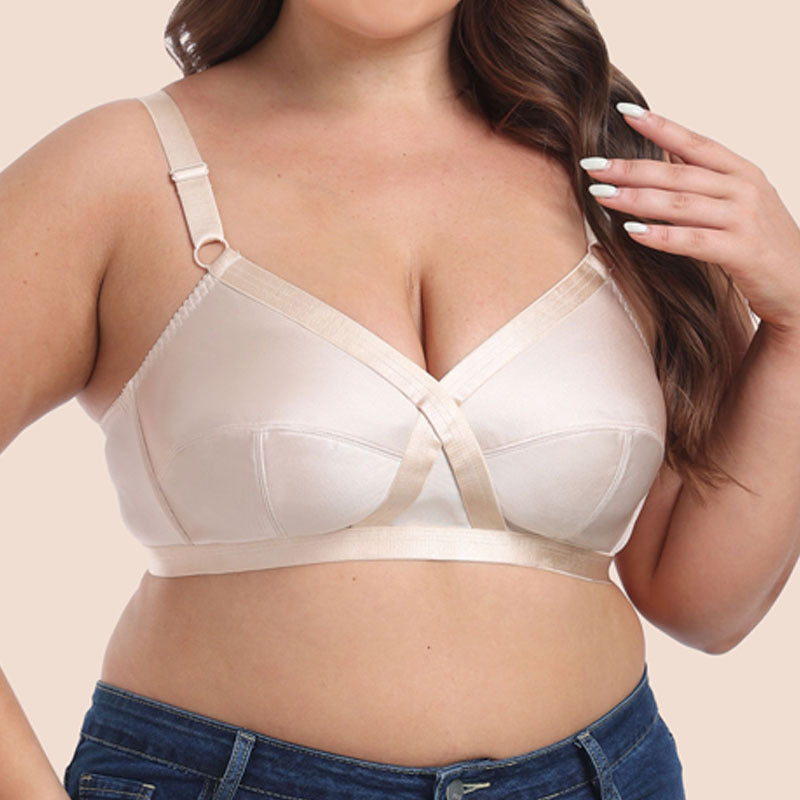 Freedombeauty | Satin Ultra-Thin plus Size Bra Wireless European and American Underwear Bra Female 80bcdefg-120bcdeeefg