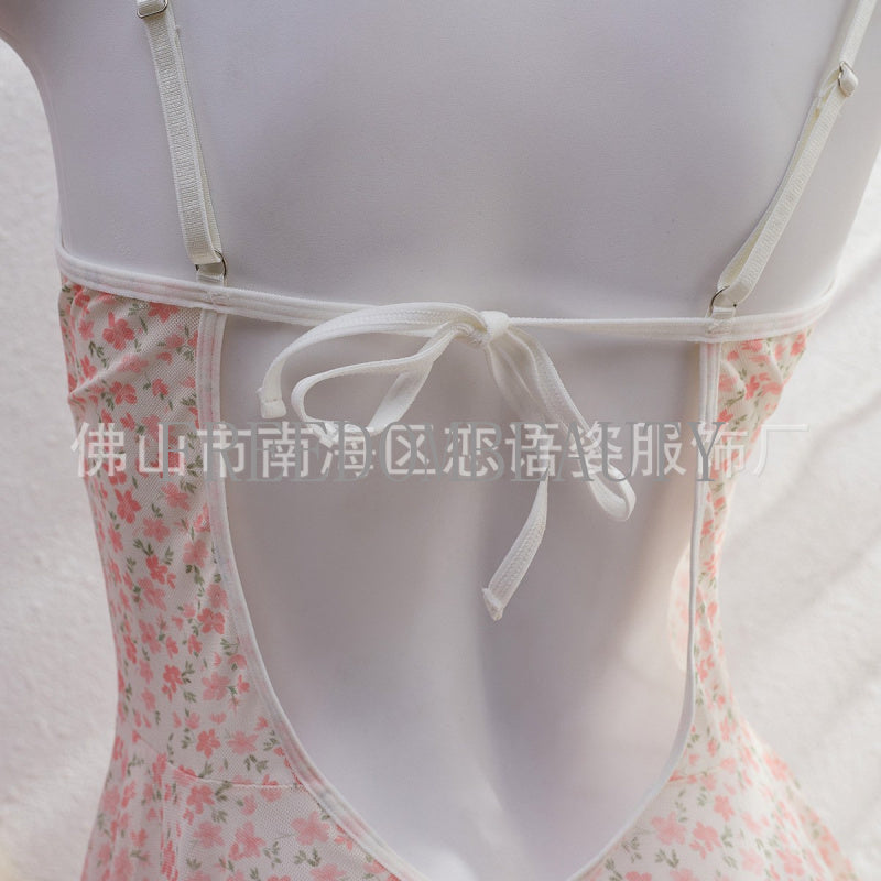 Freedombeauty | New Sexy Lingerie Fashion Sexy Pure Desire Sweet Gathered Floral Slip Nightdress Comfortable Homewear