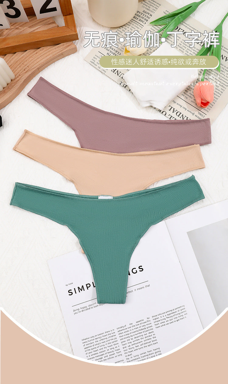 Freedombeauty | Women's Underwear Pure Cotton 2024 New Breathable Comfortable Candy Color Sexy Low Waist T-Back