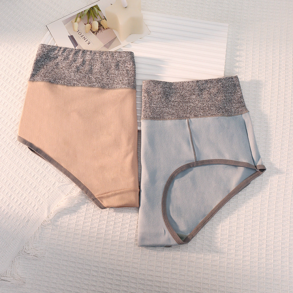 Freedombeauty | plus Size Briefs Color Matching Pure Cotton Mid-Waist Hip Lifting Underwear Women's Waist-Tight European and American Style