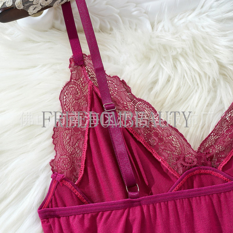 Freedombeauty | Sexy Fashion Charm Temptation Pure Desire Wind Women's Lingerie Strap Pajamas Nightdress Short Sleeve