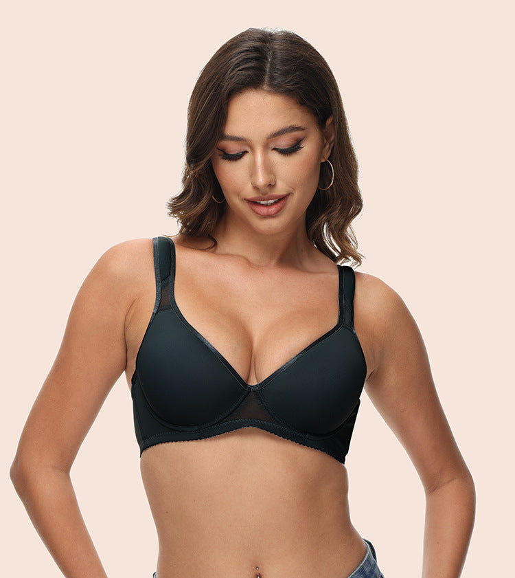 Freedombeauty | Widened Shoulder Strap Thin Cup Sponge Solid Color Summer T-shirt Bra All-Match Underwear Bra European and American 34-40bcd