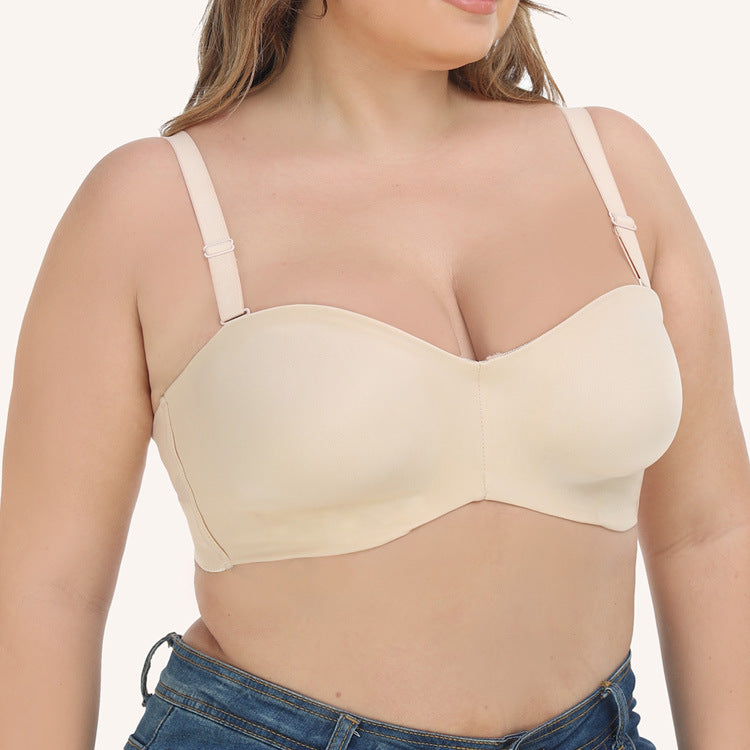Freedombeauty | Seamless Ultra-Thin Glossy Ice Silk Tube Top Bra Non-Slip Strapless plus Size Wedding Underwear