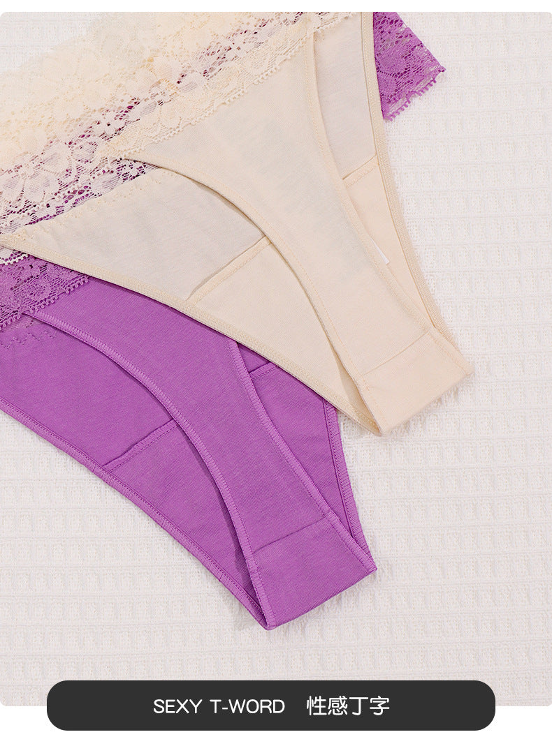 Freedombeauty | New Panties Cotton Women Lace Sexy Low Waist Seamless Breathable Invisible Underpants Simple Female T-Back