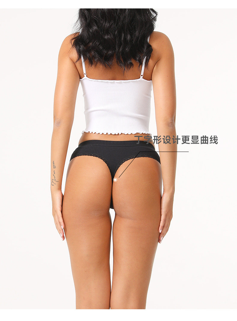 Freedombeauty | New Pure Cotton Underwear Women's T-Back Low Waist Sexy Briefs Thread Lace Bikini New