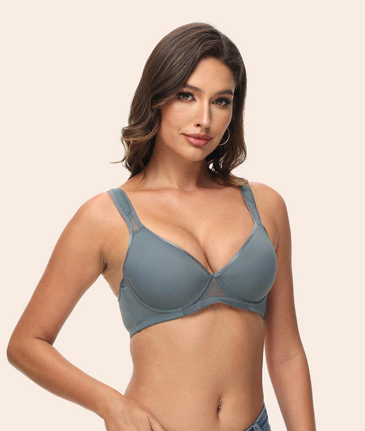 Freedombeauty | Widened Shoulder Strap Thin Cup Sponge Solid Color Summer T-shirt Bra All-Match Underwear Bra European and American 34-40bcd