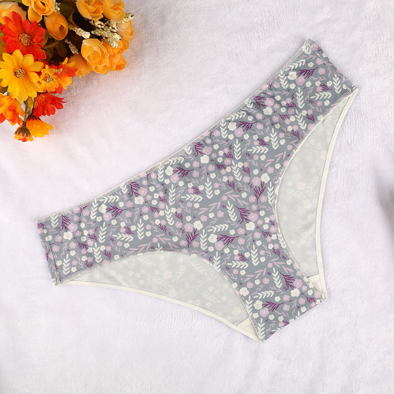 Freedombeauty | T-Back Women's High-Elastic Butterfly Print Leopard Print Low Waist Pure Cotton Underwear Bamboo Velvet Comfortable Hip Lift