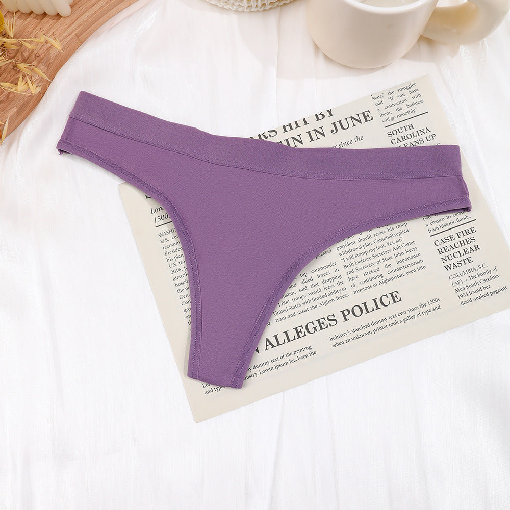 Freedombeauty | Solid Color plus Size Underwear Women's Cotton European and American T-Back Sexy Seamless Breathable Pure Desire Women's Briefs