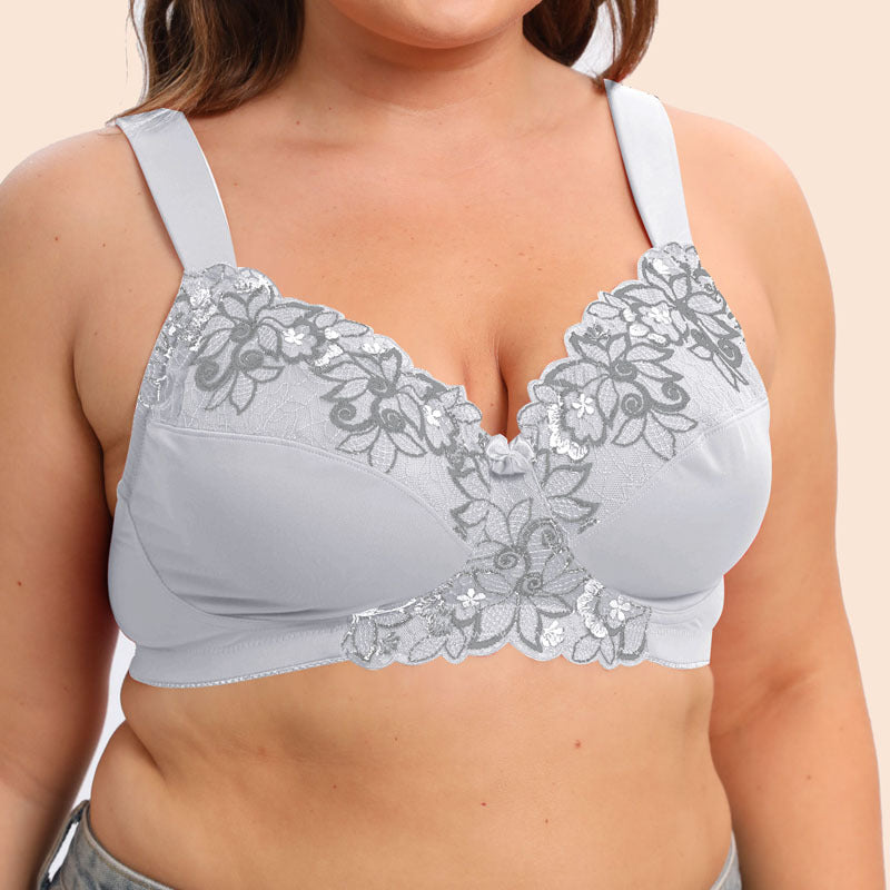 Freedombeauty | Full Cup Sponge Sandwich Wide Shoulder Strap Wireless plus Size Bra 38d-44f