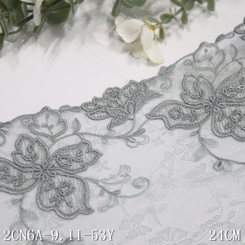 Freedombeauty | Cyan Unilateral Vintage Flower Warp Knitting Net Embroidery Lace Curtain Sofa Cushion Lace Accessories