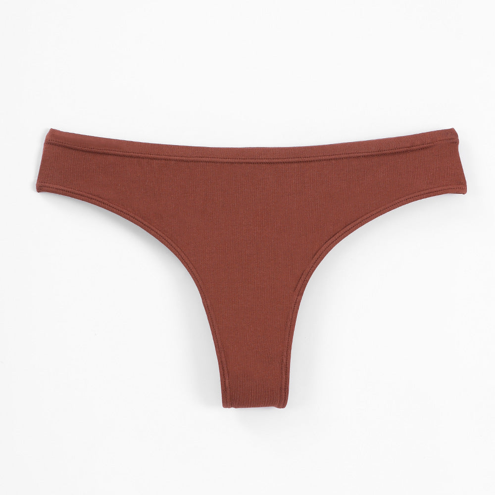Freedombeauty | Customized Pure Cotton T-Back Women's Combed Cotton Solid Color Women's Briefs Support Small Orders
