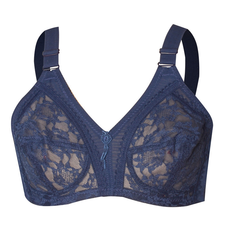 Freedombeauty | Full Cup without Steel Ring European and American Style Lace Ultra-Thin plus Size Bra Big Chest Show Sexy Underwear BC Cup