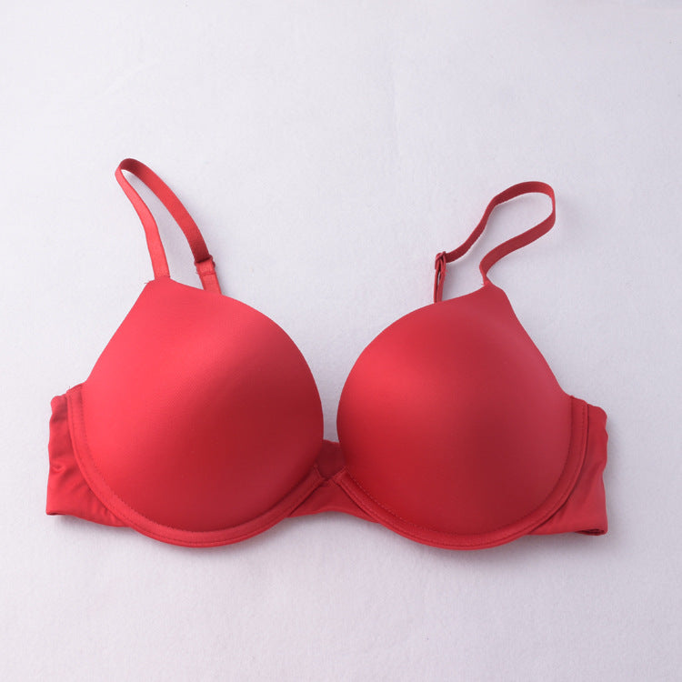 Freedombeauty | Basic Style Glossy Gathering Bra Versatile Activity Shoulder Strap Buckle Underwear European and American Top Support Sexy Bra