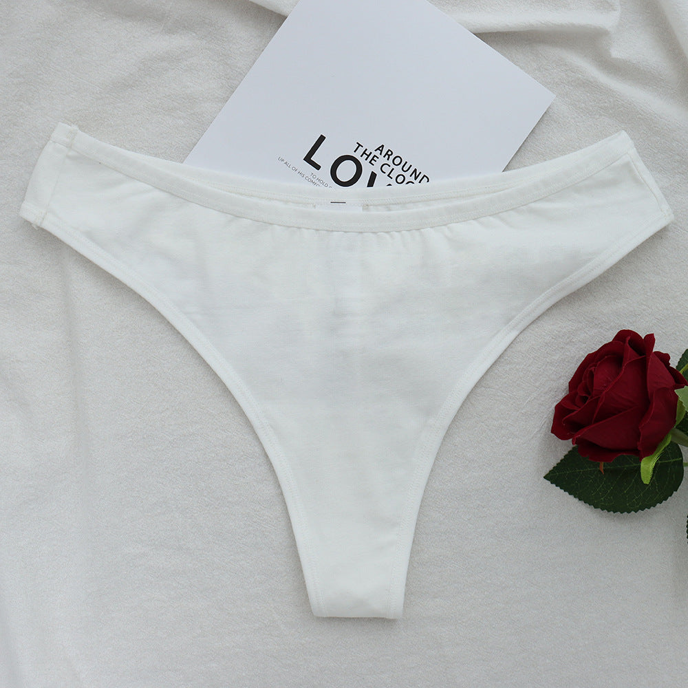 Freedombeauty | Cotton Underwear for Women plus Size Mid Mid-Waist Invisible Sexy Thong Women's Edging High Elastic Breathability Support