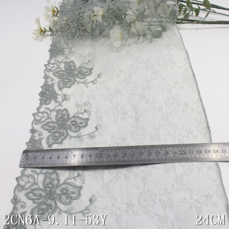 Freedombeauty | Cyan Unilateral Vintage Flower Warp Knitting Net Embroidery Lace Curtain Sofa Cushion Lace Accessories