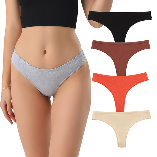 Freedombeauty | Customized Pure Cotton T-Back Women's Combed Cotton Solid Color Women's Briefs Support Small Orders