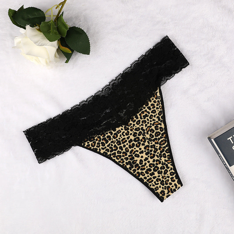 Freedombeauty | plus Size Cotton Underwear Sexy Lace T-Back Invisible Low Waist Hip Lifting Briefs Pattern Support Knitting