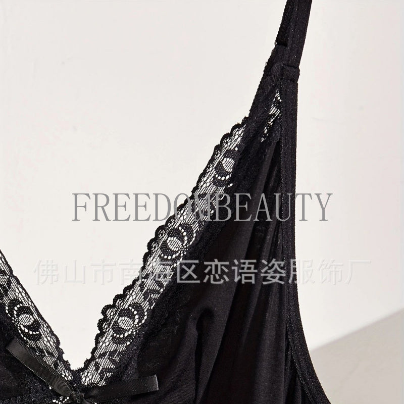 Freedombeauty | New Suspender Dress Lace Edge Sexy Charm Temptation Pure Desire Fashion Sexy Sleepwear Nightdress