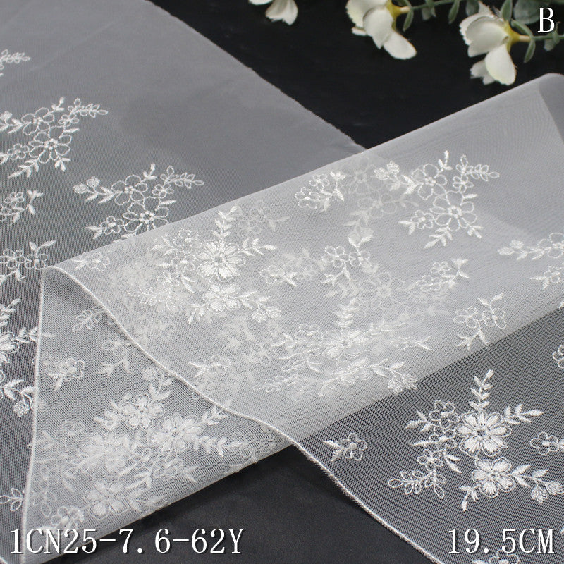 freedombeauty|White Mesh Polyester Thread Small Floral Delicate Straight Edge Embroidery Trim Accessories for Clothing Handmade DIY
