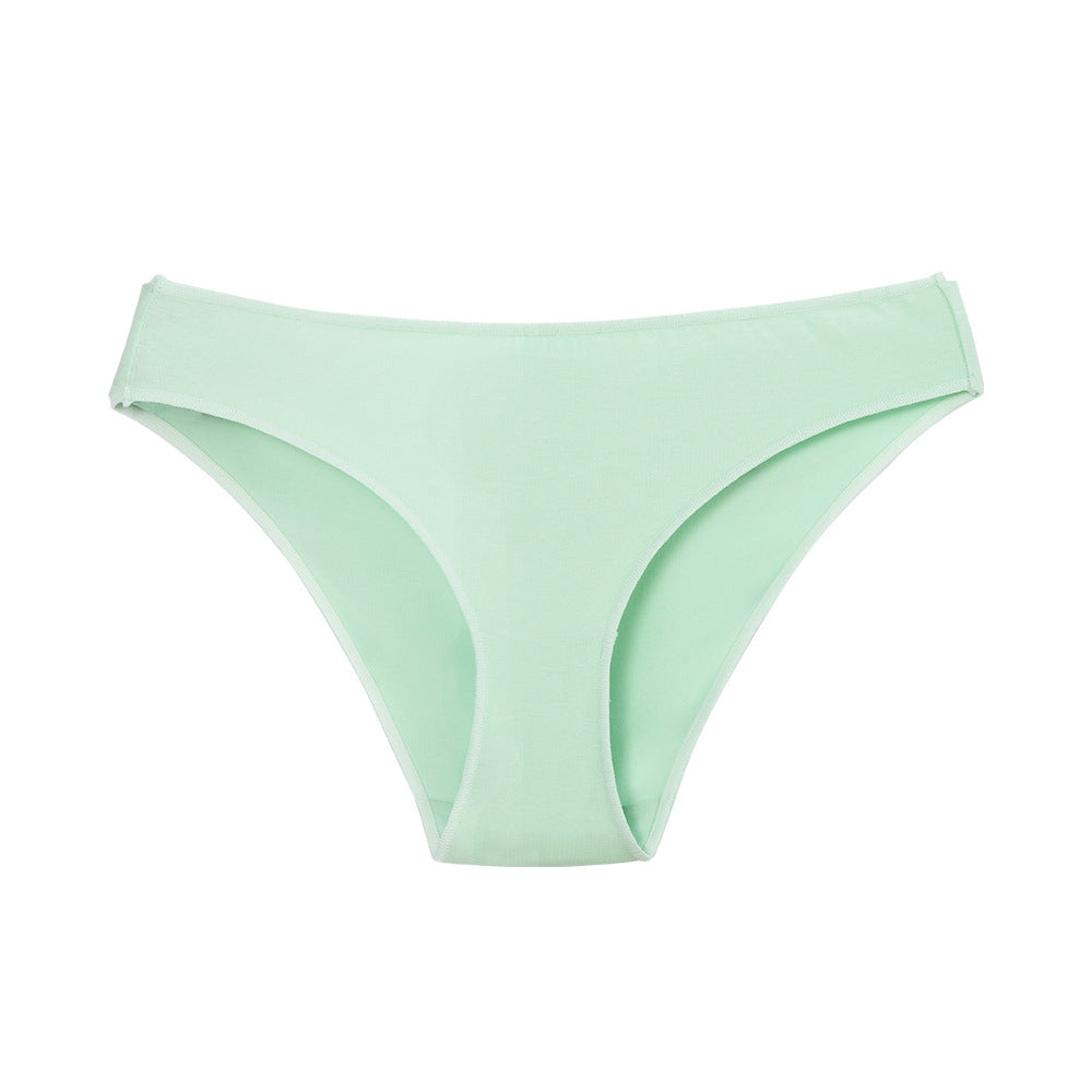 Freedombeauty | New Solid Color All Cotton Briefs 206 Breathable Women's Low Waist Sexy High Cut High Elastic Underwear