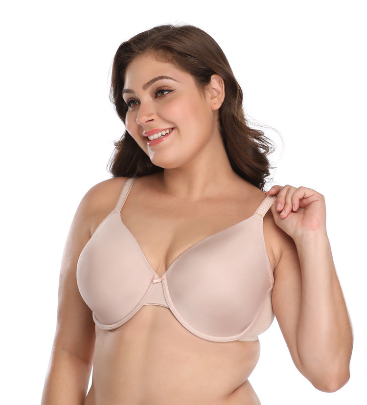 Freedombeauty | Brand plus Size Bra Glossy Thin Cup European and American Underwear Big Chest Show Mini Tie Steel Ring Bra