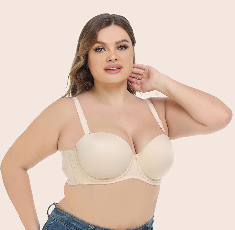 Freedombeauty | Silicone-Free Thin Cup European and American plus Size Non-Slip Bra Tube Top Underwear Wedding Bra Versatile Bcdefg