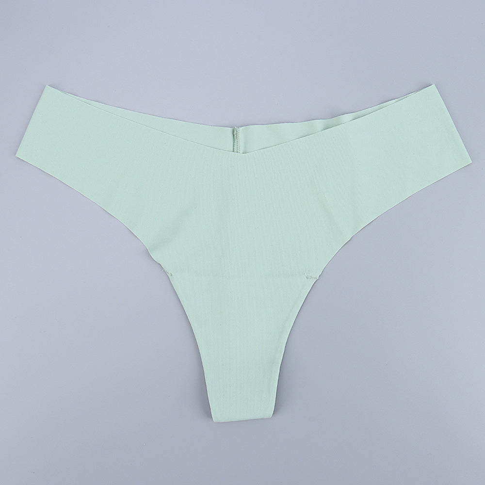 Freedombeauty | Seamless T-Back Women's Sexy Comfortable Low Waist Briefs Nude Feel Sewing Ice Silk Girls' Breathable Underwear in Stock