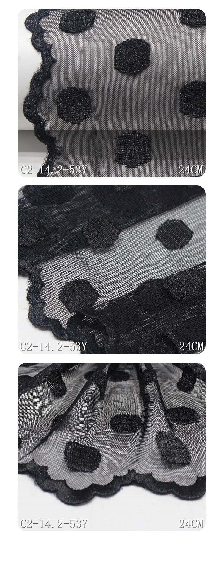 Freedombeauty | Black Mesh Spot Polyester Thread Embroidery Lace Accessories Curtain Clothing Accessories Textile Accessories