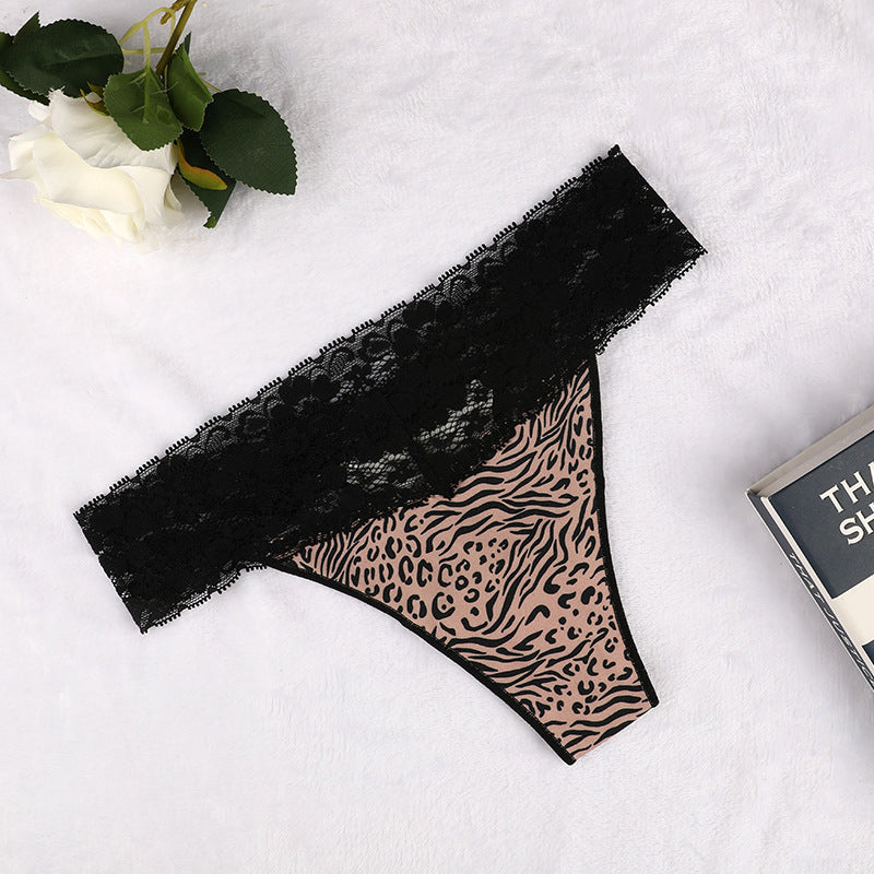 Freedombeauty | plus Size Cotton Underwear Sexy Lace T-Back Invisible Low Waist Hip Lifting Briefs Pattern Support Knitting