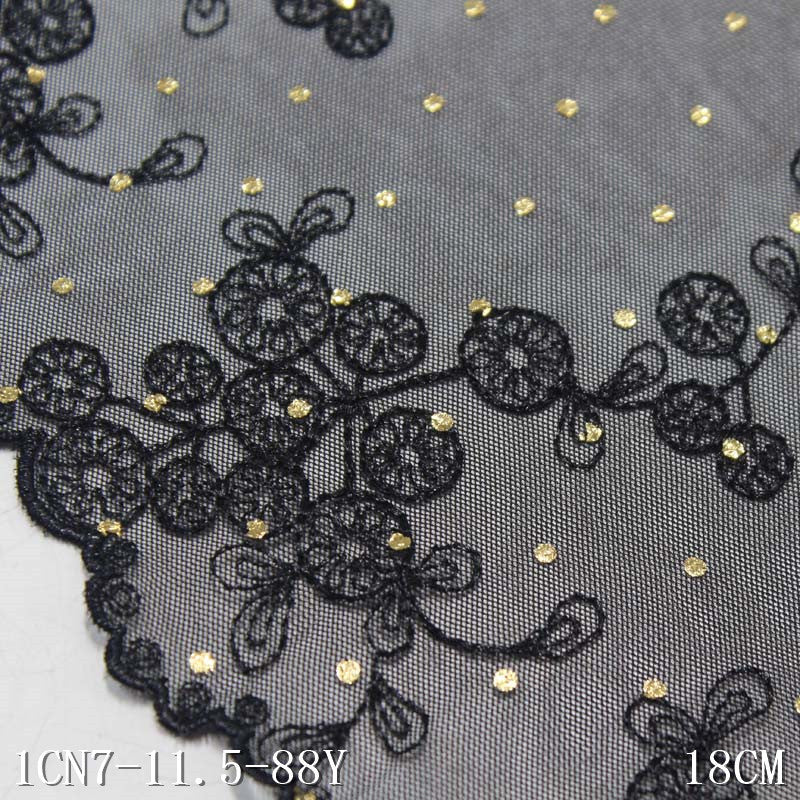 Freedombeauty | Black Classic Single Side Polyester Thread Spot Embroidery Lace DIY Accessories Curtain Mother Dress Lace