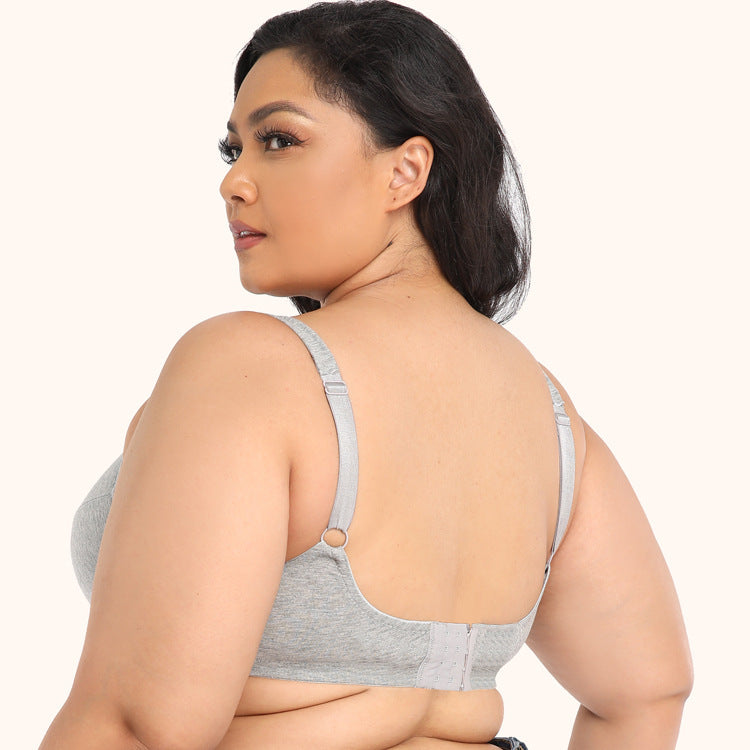 Freedombeauty | 2021 New Ultra-Thin Fine Cotton Boutique Wide Shoulder with Steel Ring plus Size Bra European and American Printed Underwear