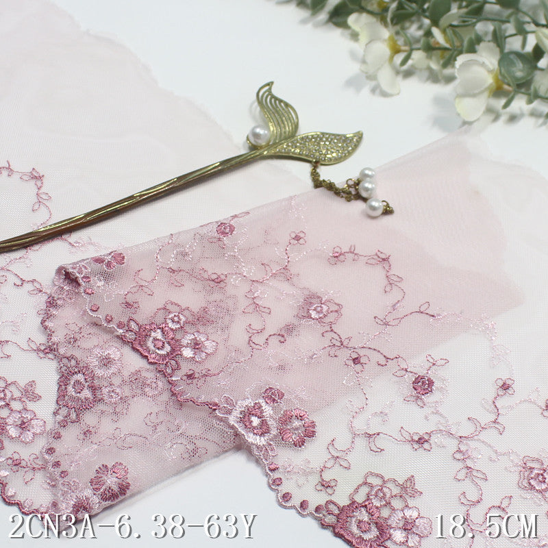 freedombeauty|Two-Color Single-Sided French Small Floral Mesh Embroidery 18cm Clothing Home Textile Lace Trim DIY