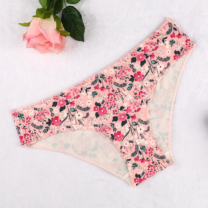 Freedombeauty | Printed Underwear Women's Cotton Bottom-Grade Low Waist Sexy Shorts Pattern Traceless Ventilation Briefs
