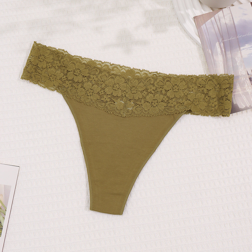Freedombeauty | New Panties Cotton Women Lace Sexy Low Waist Seamless Breathable Invisible Underpants Simple Female T-Back