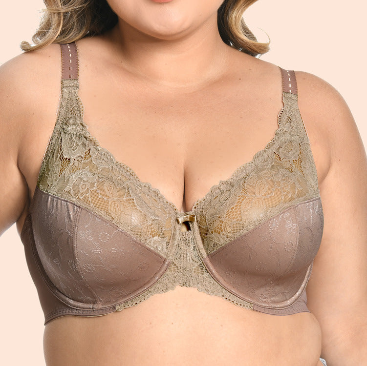 Freedombeauty | Ultra-Thin Jacquard Full Cup Lace plus Size Bra Push up Sexy Fat Sister Underwear Defghijk Cup